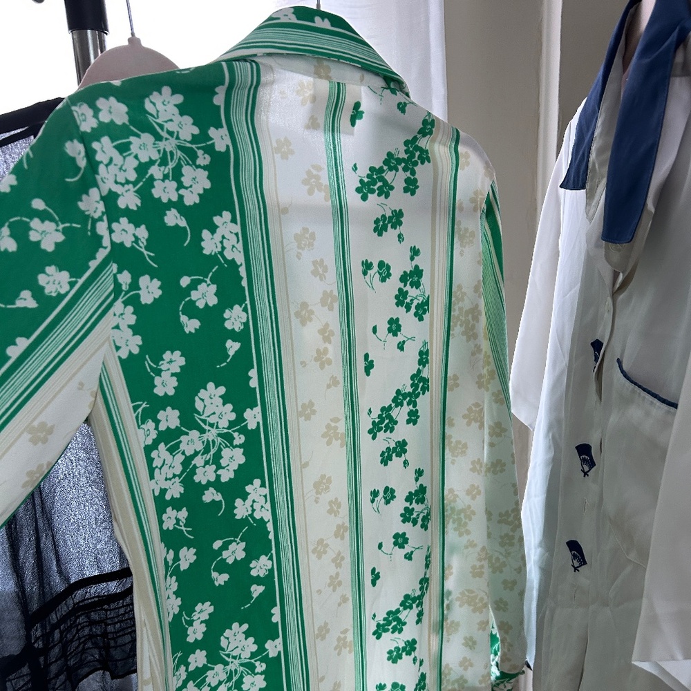 Vintage Floral Striped Button Down